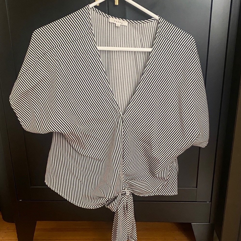 VETTA Striped reversible Wrap Blouse